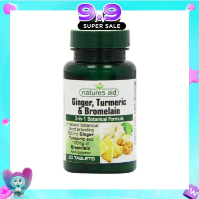 NATURES AID - Ginger Turmeric Bromelain 60s image