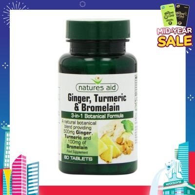 NATURES AID Ginger Turmeric Bromelain 60s