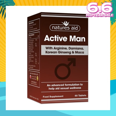 NATURES AID Active Man with Arginine Korean Ginseng and Maca 60s