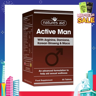 NATURES AID Active Man with Arginine Korean Ginseng and Maca 60s