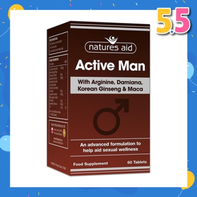 NATURES AID Active Man with Arginine Korean Ginseng and Maca 60s