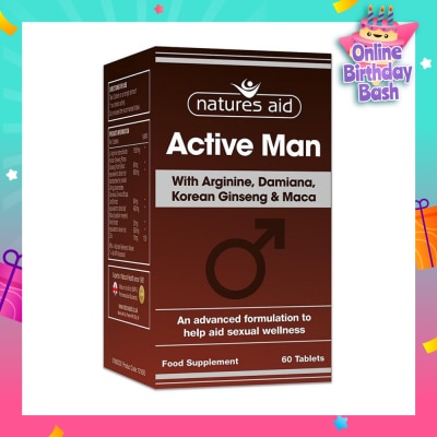 NATURES AID Active Man with Arginine Korean Ginseng and Maca 60s