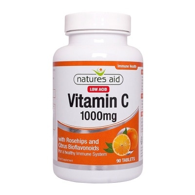 NATURES AID Low Acid Vitamin C Tablets 1000mg with Rosehips & Citrus Bioflavonoids (For Healthy Immune System) 90s