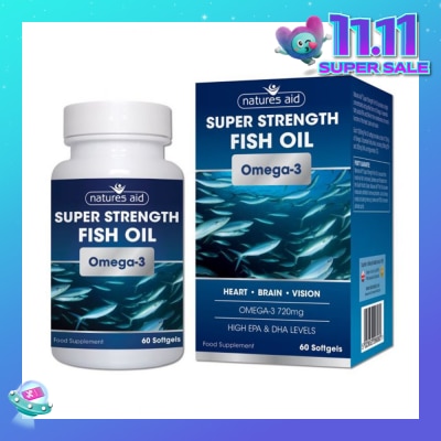 NATURES AID Super Strength Fish Oil Omega-3 Softgel 60s (Expiry: Jan`2026)