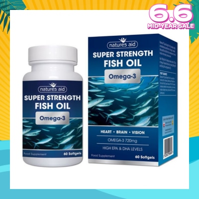 NATURES AID Super Strength Fish Oil Omega-3 Softgel 60s (Expiry: Jan`2026)