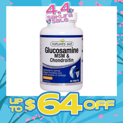NATURES AID - Glucosamine 500mg MSM 500mg + Chondroitin 100mg (with Vit C) 90s