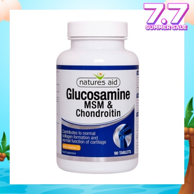 NATURES AID Glucosamine 500mg MSM 500mg + Chondroitin 100mg (with Vit C) 90s