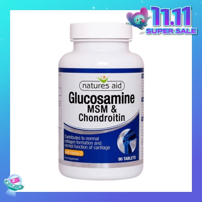 NATURES AID Glucosamine 500mg MSM 500mg + Chondroitin 100mg (with Vit C) 90s