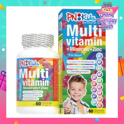 PNKids MultiVitamin + Minerals Gummies For Kids Boys (Support Immunity Growth & Development) 60s