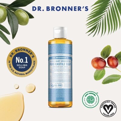 DR BRONNER'S Organic Baby Mild Flüssigseife 237 ML - Unparfümiert, Sanft Für Babys & Empfindliche Haut