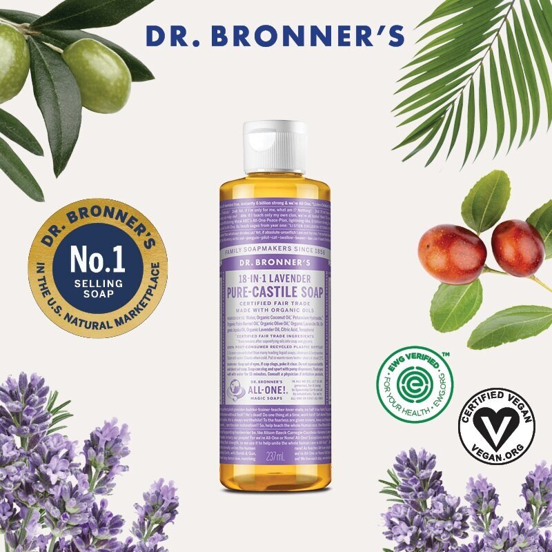 DR BRONNER'S Lavender Pure Castile Liquid Soap 237ml | Body & Hand