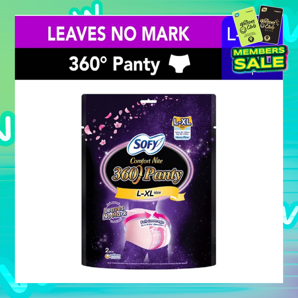 Comfort 2 in 1 Night Panty 360 Size L-XL (12hr Protection + Fit & Stretchable + Airy Breathable) 2s