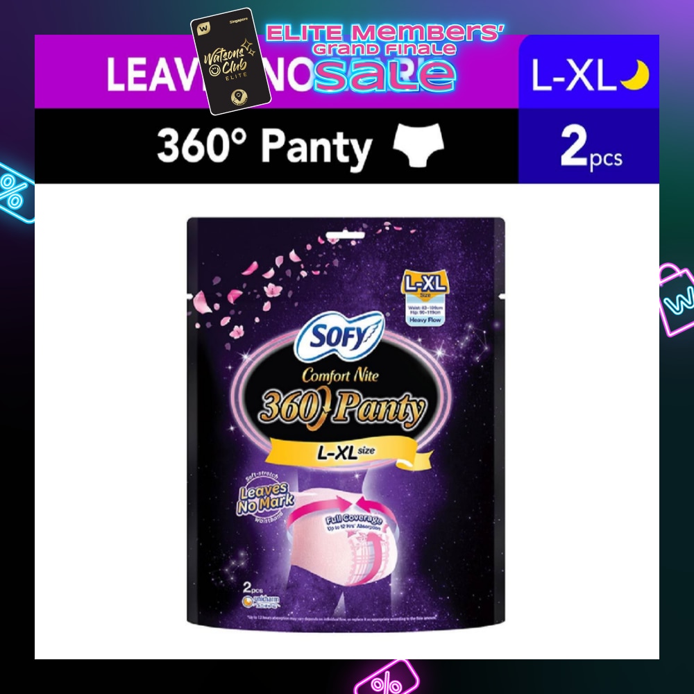 Comfort 2 in 1 Night Panty 360 Size L-XL (12hr Protection + Fit & Stretchable + Airy Breathable) 2s