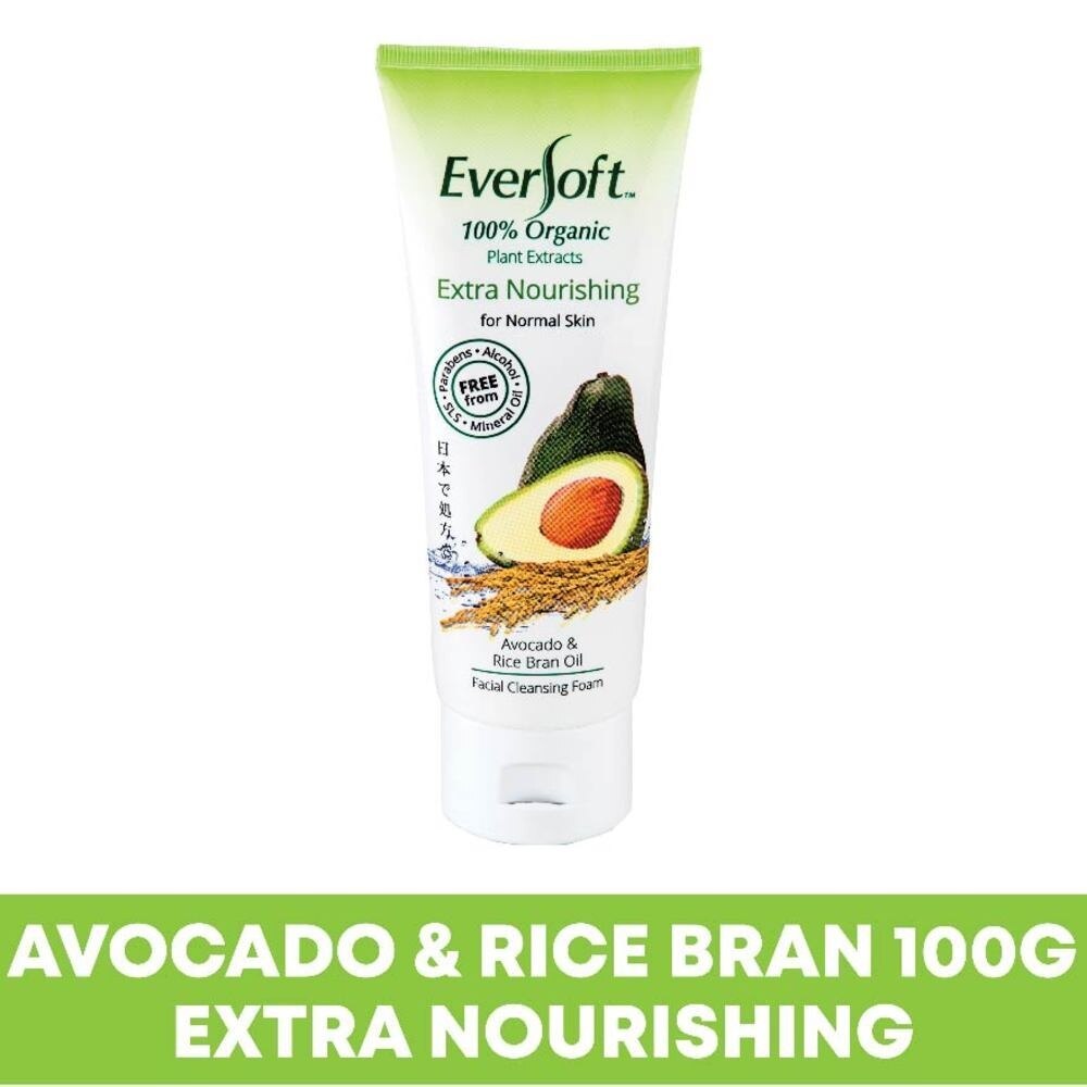 EVERSOFT Organic Avocado & Rice Bran Facial Cleanser 100g | Face