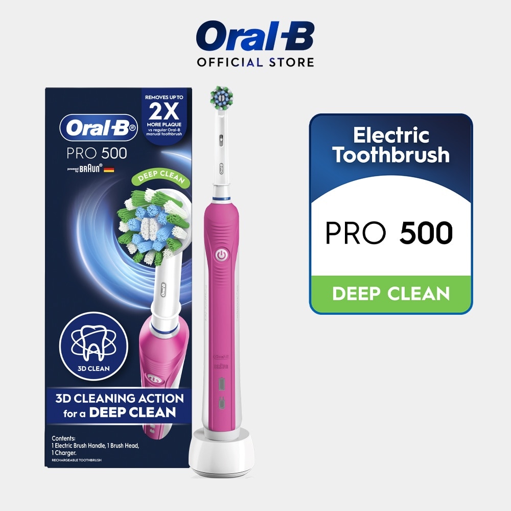 ORAL-B Pro 500 Pink Deep Clean Electric Toothbrush 1s | Oral