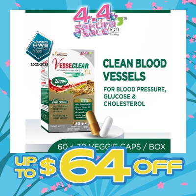 LABO NUTRITION - VesseClear CX Dietary Supplement Veggie Capsule (For Blood Pressure, Glucose & Cholesterol) 90s