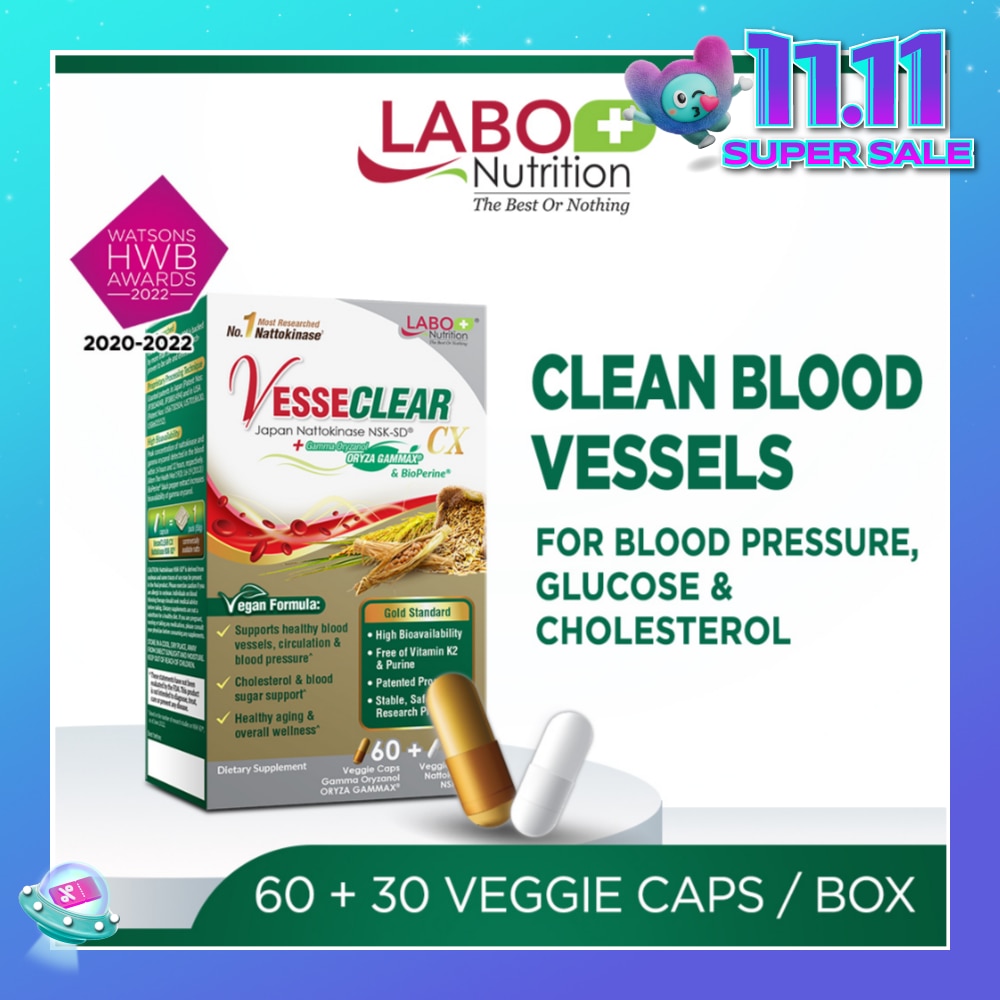 VesseClear CX Dietary Supplement Veggie Capsule (For Blood Pressure, Glucose & Cholesterol) 90s