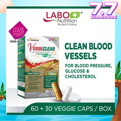 LABO NUTRITION VesseClear CX Dietary Supplement Veggie Capsule (For Blood Pressure, Glucose & Cholesterol) 90s