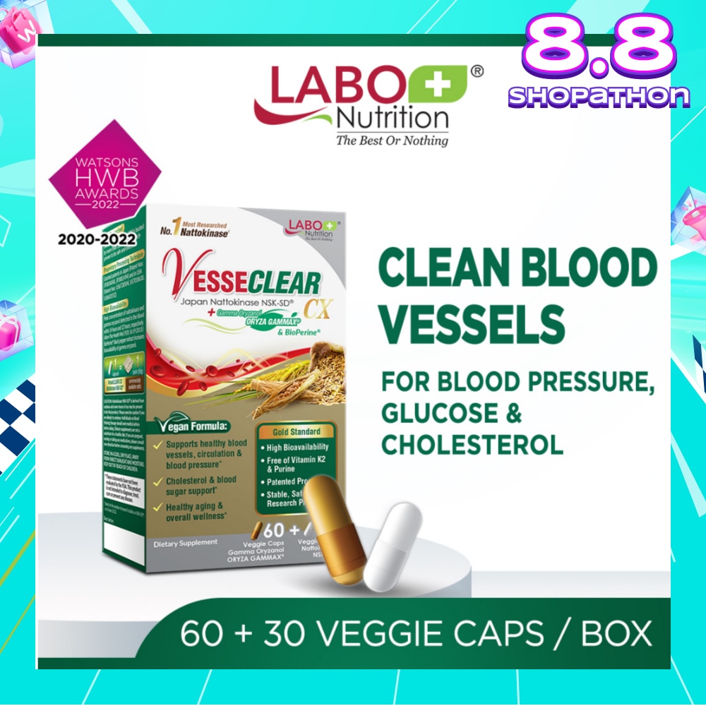 VesseClear CX Dietary Supplement Veggie Capsule (For Blood Pressure, Glucose & Cholesterol) 90s