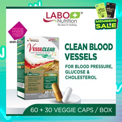 LABO NUTRITION VesseClear CX Dietary Supplement Veggie Capsule (For Blood Pressure, Glucose & Cholesterol) 90s