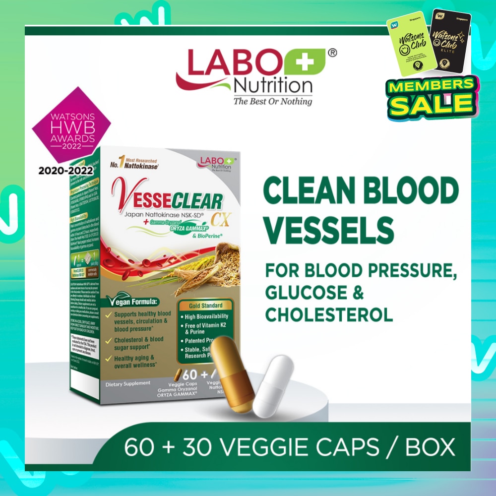 VesseClear CX Dietary Supplement Veggie Capsule (For Blood Pressure, Glucose & Cholesterol) 90s