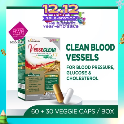 LABO NUTRITION VesseClear CX Dietary Supplement Veggie Capsule (For Blood Pressure, Glucose & Cholesterol) 90s