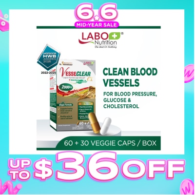 LABO NUTRITION - VesseClear CX Dietary Supplement Veggie Capsule (For Blood Pressure, Glucose & Cholesterol) 90s